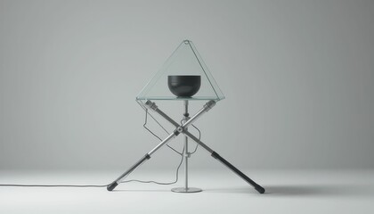 Poster - Modern Minimalist Design featuring Glass Triangle and Black Bowl