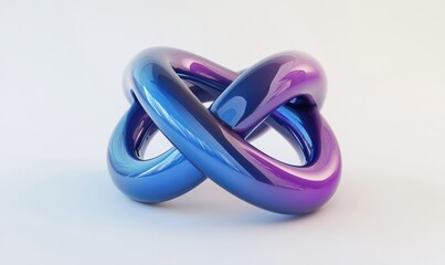 Fototapete - Abstract blue purple glossy intertwined rings.