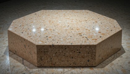 Poster - octagonal stone surface with natural texture and glossy finish