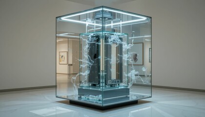 Poster - Modern Art Installation Featuring Glass Structure and Unique Design