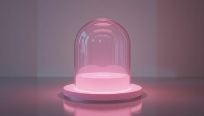 Poster - Pink Glass Dome Display with Soft Lighting on Elegant Surface
