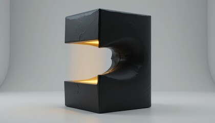 Poster - Abstract illuminated black sculpture with unique geometric design