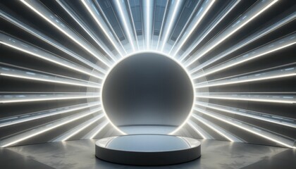 Poster - Modern Minimalist Stage with Radiant Beam Lighting Effects