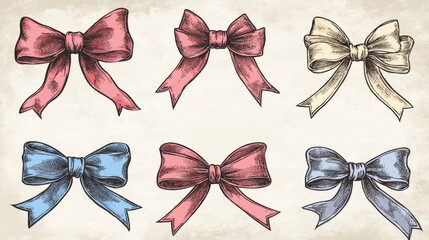 Poster - hand drawn abstract ribbon elements - vector design