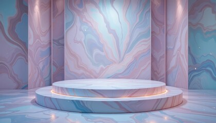 Poster - Elegant marble backdrop with pink and blue swirling patterns
