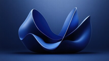 Poster - Abstract blue sculptural form on dark background.