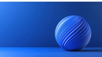 Poster - Abstract blue sphere with swirling lines against a blue background.