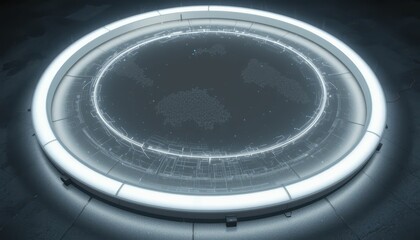 Poster - Futuristic Circular Display with Glowing Edges and Intricate Patterns