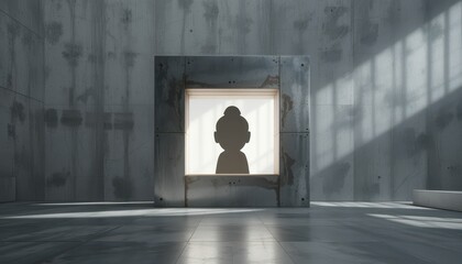 Poster - Minimalist Interior with Shadow of Figure and Natural Light