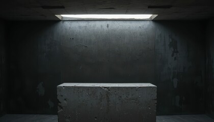 Poster - Concrete Minimalist Interior with Dramatic Light and Shadow Play