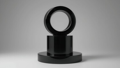 Poster - Abstract Black Shape on Minimalist Background in Studio Lighting