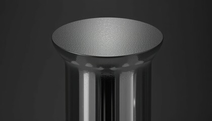 Poster - Smooth Reflective Surface of a Metallic Cylinder on Dark Background