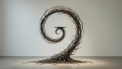 Poster - Artistic Sculpture of Twisted Vines on Display in Modern Gallery