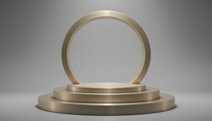 Poster - Elegant Golden Display Stand with Round Arch and Gradient Background