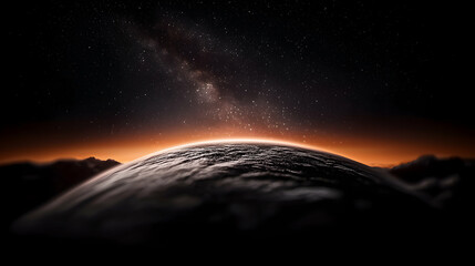 the celestial sphere portrays a starry night above a planet