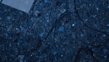 Poster - Dark Blue Cracked Concrete Surface with Sparkling Texture and Detail