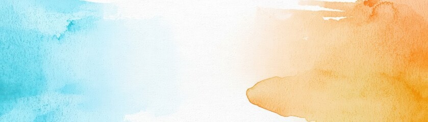 Poster - Soft Abstract Watercolor Texture with Brush Strokes in Blue and Orange Tones for Artistic Use