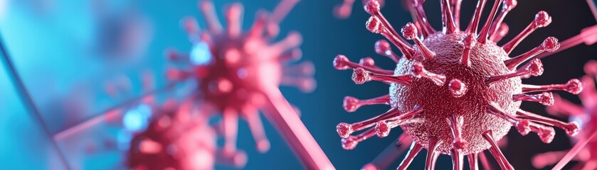 Poster - Futuristic AI-Generated Holographic Representation of Virus for Vaccine Development Overview