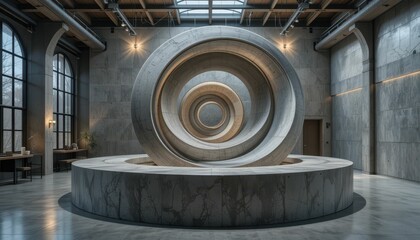 Poster - Modern Minimalist Stone Sculpture in Contemporary Interior Space