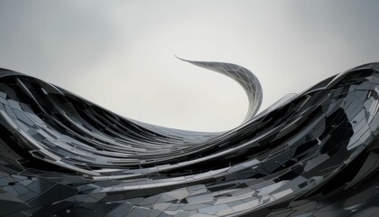 Poster - Abstract Black Wave with Curved Design and Modern 3D Elements