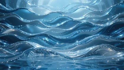 Poster - Fluid Waves Design with Glossy Texture and Light Reflection Effects