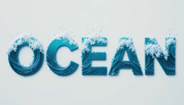 Ocean Text Design with Water Waves and Snowy Texture Effects