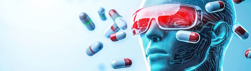 Poster - Futuristic Medical AI Technology with Holographic Prescribing and Digital Interaction