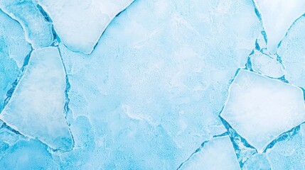 Poster - Ice Surface with Natural Cracks and Reflections in a Cool Blue Color Palette