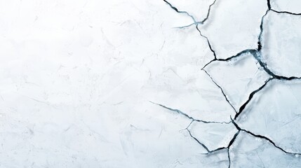 Poster - Natural Ice Surface with Cracks and Reflections in a Cool Color Palette