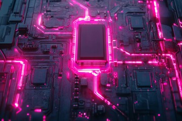 Poster - Generative AI technology visualized with glowing circuitry and intricate electronic components