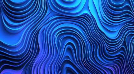 Fototapete - Abstract blue wavy 3D background.