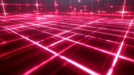 Poster - Abstract Pink Neon Grid Digital Art Background  Futuristic Technology Lines Pattern