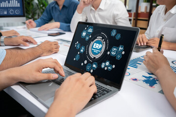 Poster - ERP enterprise resource planning software for brisk business to plan the marketing strategy