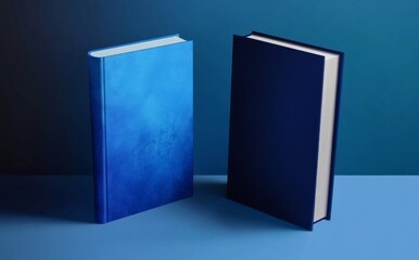 Wall Mural - two minimalist book covers with a blue gradient