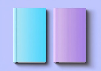 Wall Mural - two minimalist book covers with pastel blue and purple gradient background