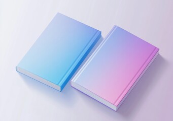 Wall Mural - two minimalist book covers with pastel blue and purple gradient background