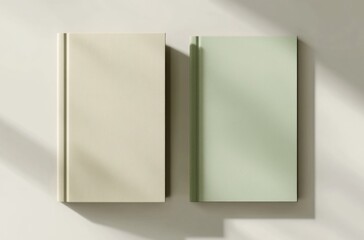 Wall Mural - two-tone light green book cover design featuring flat design, beige accents, and soft gradient from 