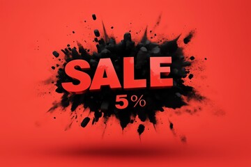 Wall Mural - 3D text SALE on red background with a black powder splash