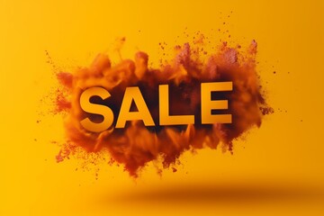 Wall Mural - 3D text SALE  on yellow background with a yellow powder splash