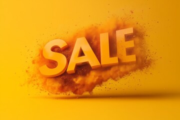 Wall Mural - 3D text SALE  on yellow background with a yellow powder splash
