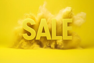 Wall Mural - 3D text SALE  on yellow background with a yellow powder splash