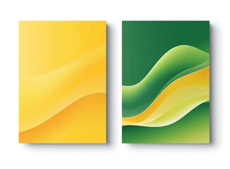 Wall Mural - two gradient book cover mockups with yellow and green tones on a white background