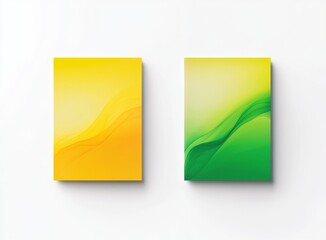 Wall Mural - two gradient book cover mockups with yellow and green tones on a white background