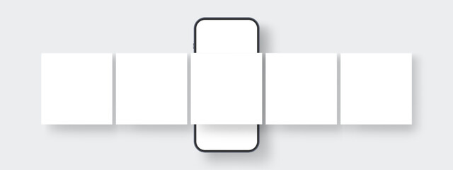 Poster - Smartphone With Blank Square Social Media Posts Templates, Front View. Vector Illustration
