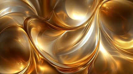 Poster - Abstract Golden and Silver Swirls: A Luxurious Digital Art