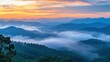 © Ludmila Zabaranilova - Beautiful fog mountain landscape and wind generators turbines at sunset, Khao Kho mountain, Thailand. Renewable energy concept.