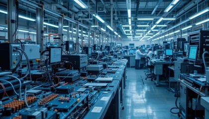 Poster - Advanced Electronics Manufacturing Facility with High-Tech Equipment