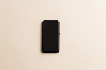 Wall Mural - elegant black smartphone on a light beige background
