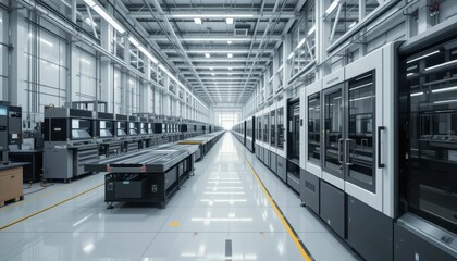 Poster - Modern Industrial Factory Interior with Advanced Machinery Equipment