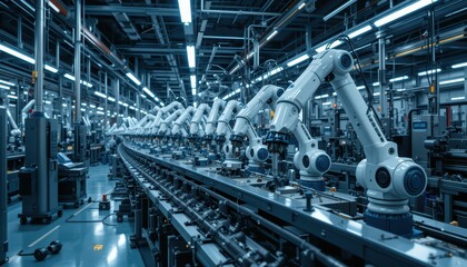 Poster - Advanced Robotic Arms in a High-Tech Industrial Production Facility